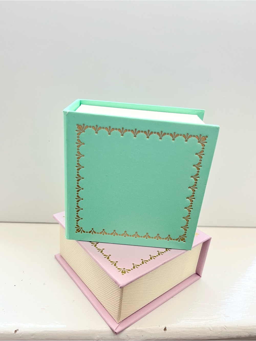 Decorative Jewelry Box with Gold Foil Trim - hold necklace, earrings, rings